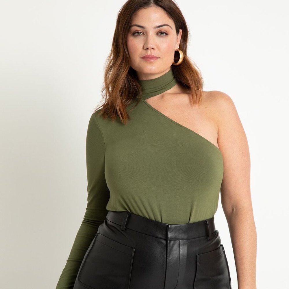 Eloquii Green One Sleeve Top NWTS